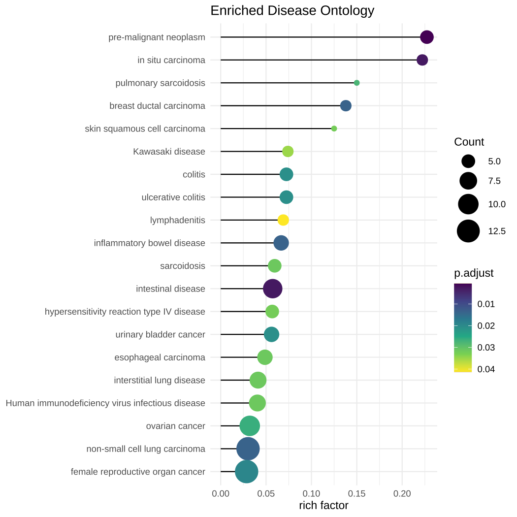 Visualizing rich factor of enriched terms using lolliplot.